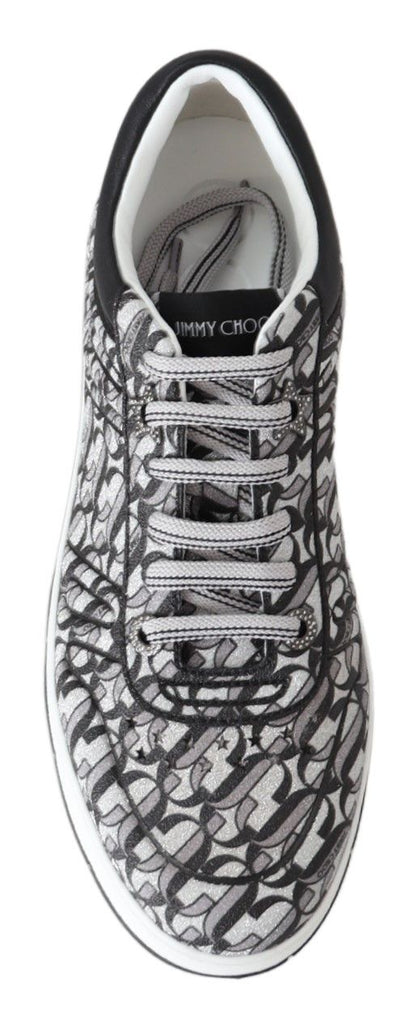 Jimmy Choo Women's Silver Black Glitter Hawaii Sneakers