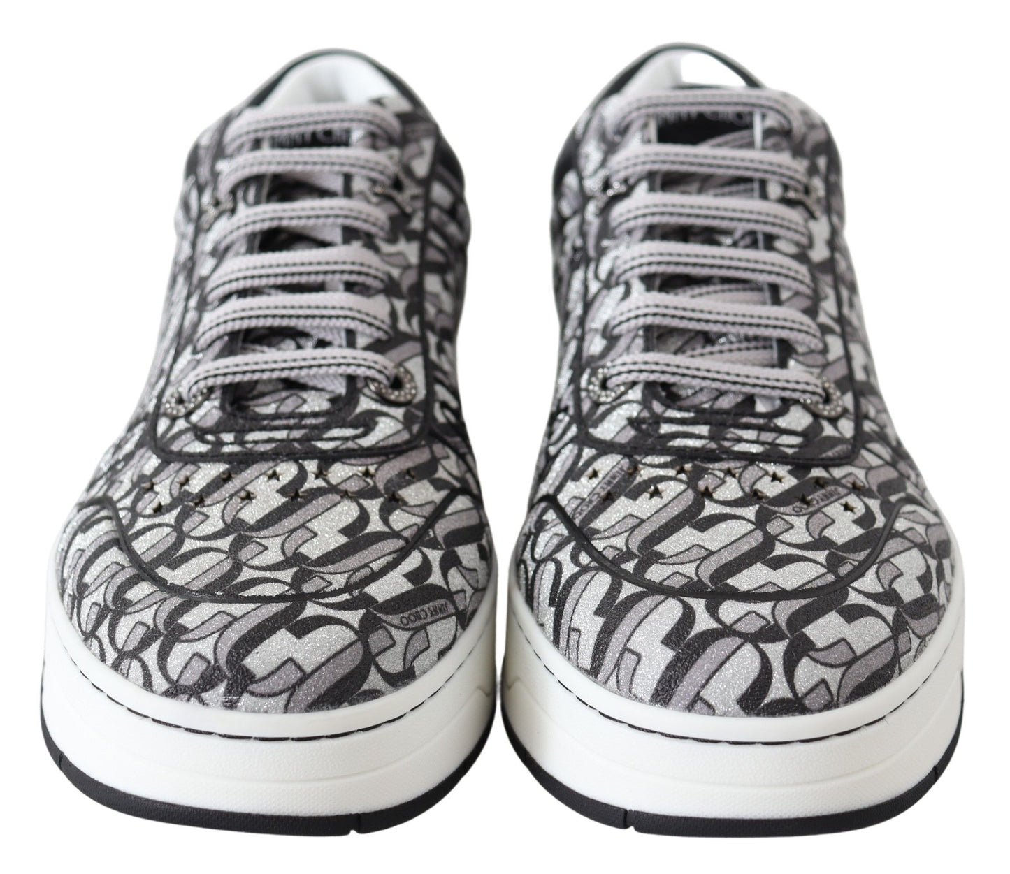 Jimmy Choo Women's Silver Black Glitter Hawaii Sneakers