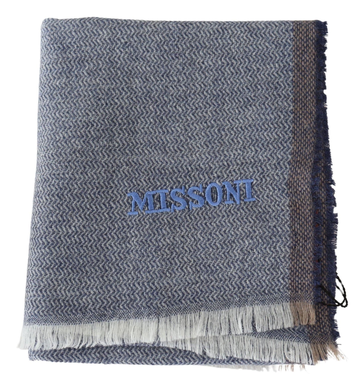 Missoni Grey Striped Wool Unisex Neck Wrap Fringes Scarf