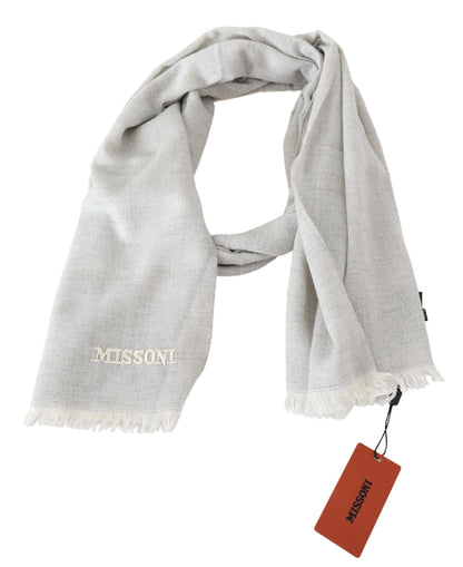 Missoni Grey Wool Knit Unisex Neck Wrap Scarf