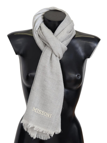 Missoni Grey Wool Knit Unisex Neck Wrap Scarf