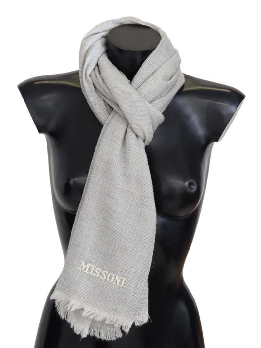 Missoni Grey Wool Knit Unisex Neck Wrap Scarf
