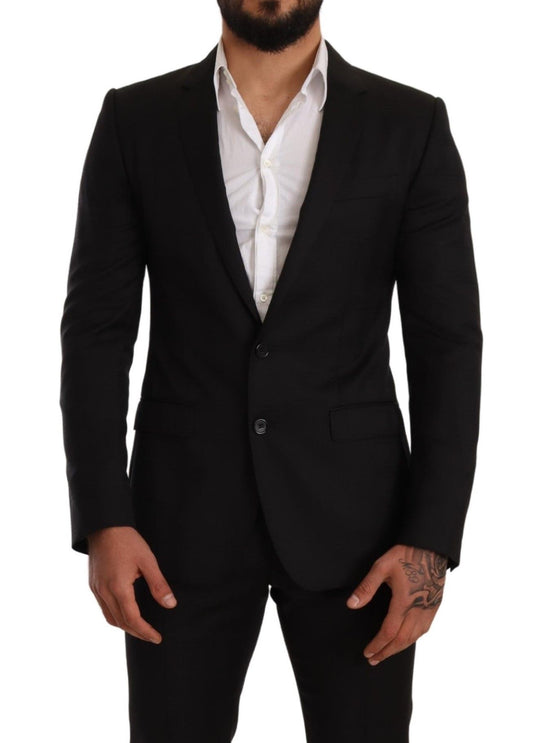 Dolce & Gabbana Men's Black Check MARTINI SLIM FIT 2 Piece Suit