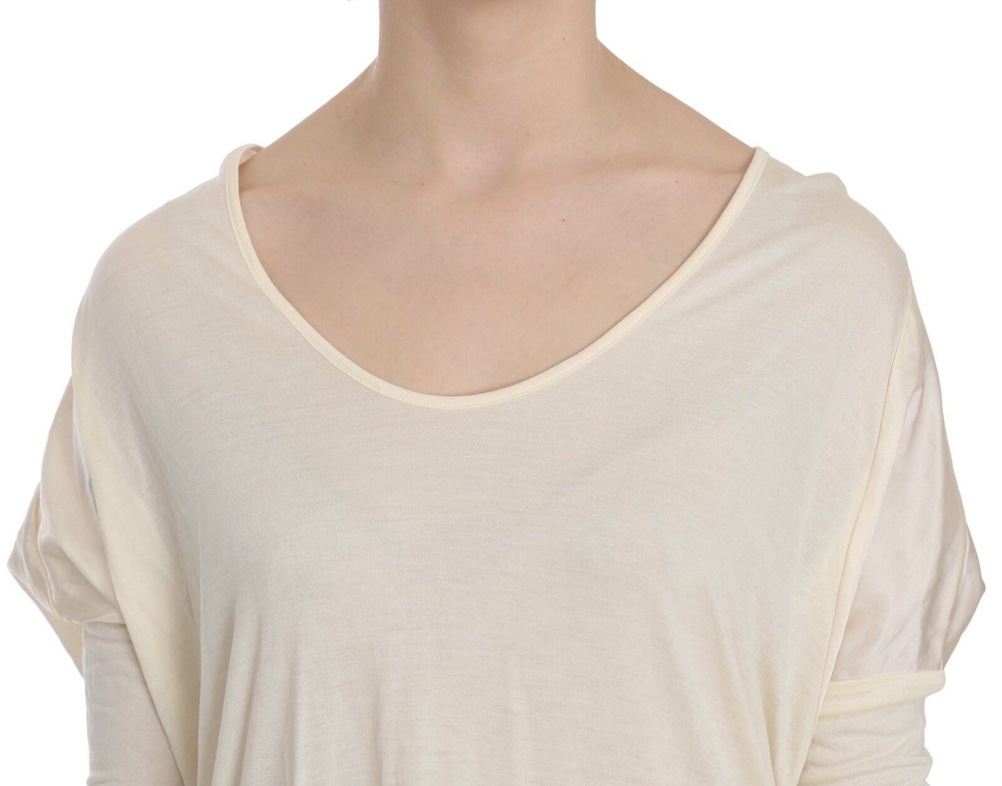 Cream Round Neck Knee Length Dress