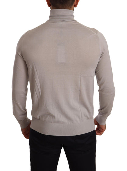 Gray Cashmere Turtleneck Pullover Sweater