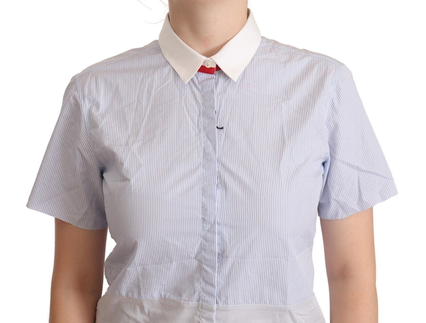 Light Blue Cotton Short Sleeves Collared Polo Top