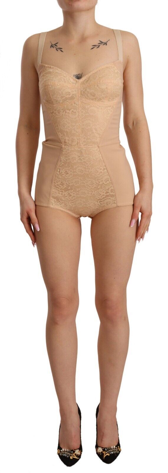 Dolce & Gabbana Women's Lace Nylon & Elastane Bodysuit - Beige