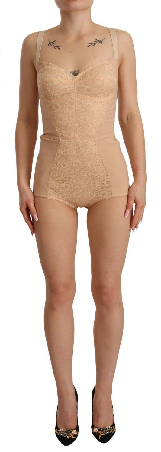 Dolce & Gabbana Women's Lace Nylon & Elastane Bodysuit - Beige