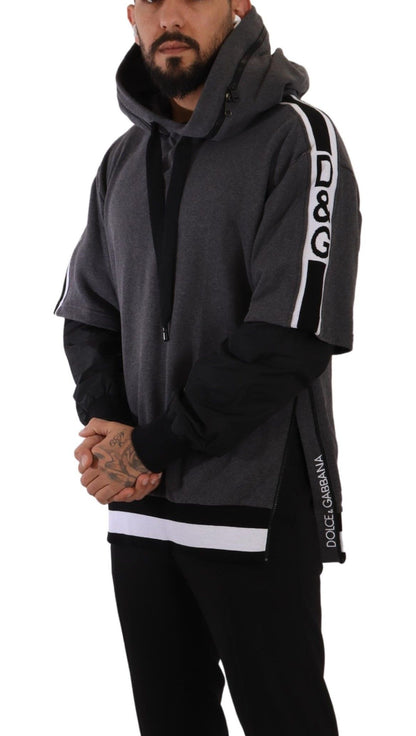 Gray Black Cotton Hooded #DGMILLENNIALS Sweater