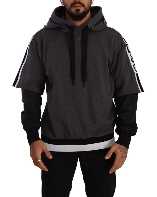 Gray Black Cotton Hooded #DGMILLENNIALS Sweater