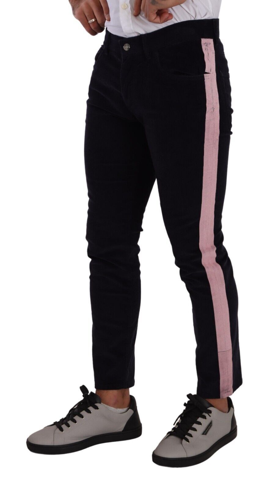 Blue Corduroy Cotton Stretch Skinny Jeans