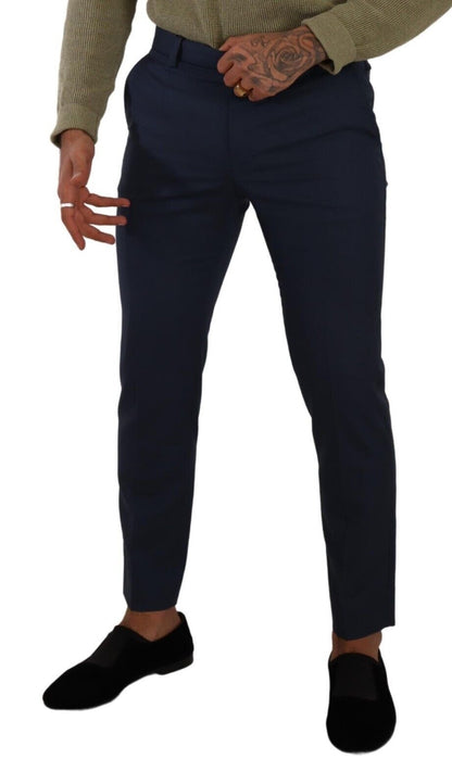 Dark Blue Wool Skinny Formal Dress Pants