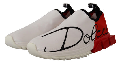 Dolce & Gabbana White Red Sorrento Sandals Sneakers