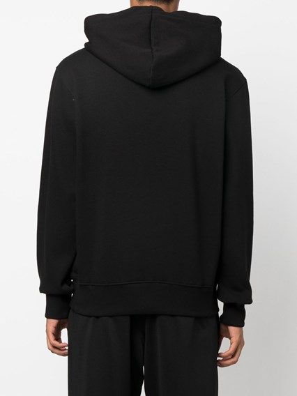Versace Jeans Couture Black Cotton Logo Details Hooded Sweatshirt