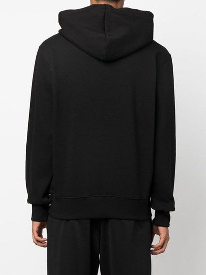 Versace Jeans Couture Black Cotton Logo Details Hooded Sweatshirt