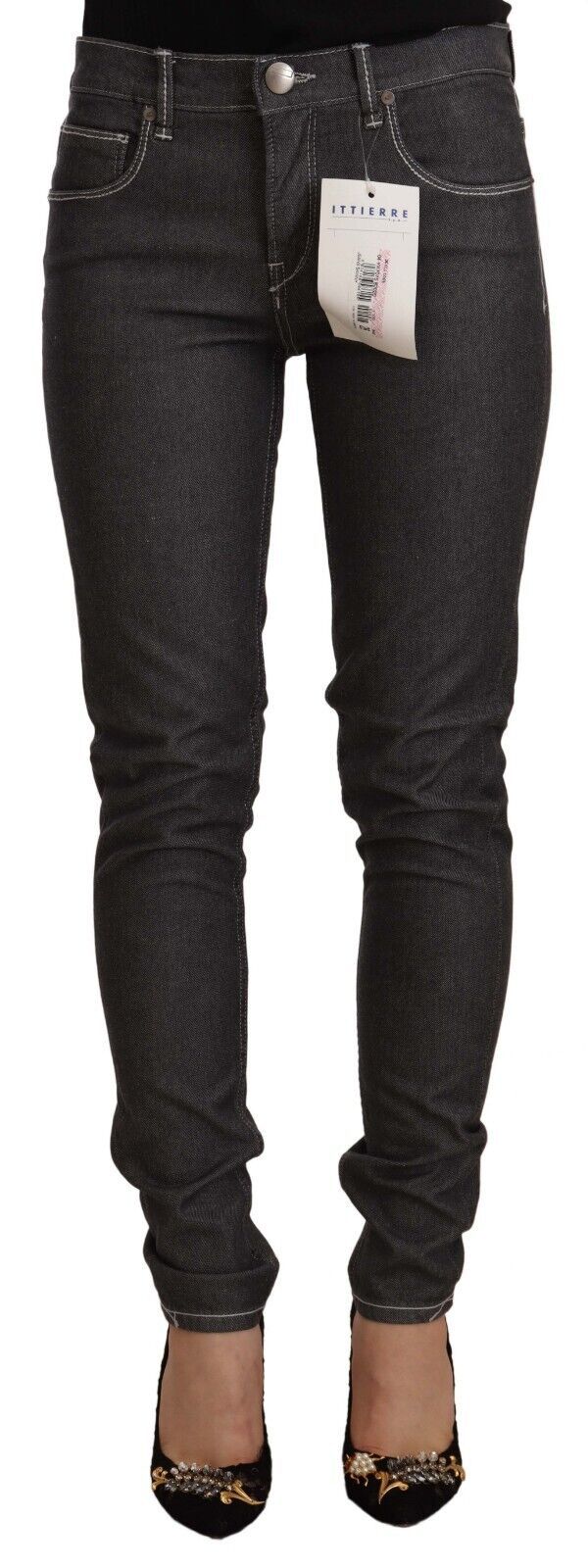 Acht Women's Black Low Waist Skinny Denim Slim Fit Jeans