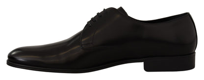 Black Leather Lace Up Formal Derby Shoes