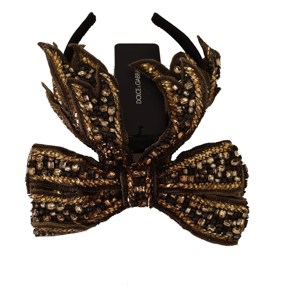 Dolce & Gabbana Acetate Crystal & Silk Headband - Black Gold