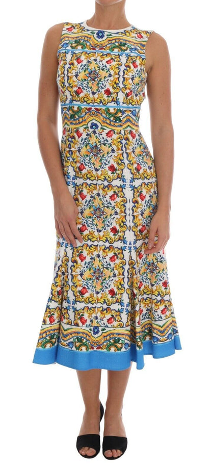 Dolce & Gabbana  Majolica Print Midi Sheath Dress