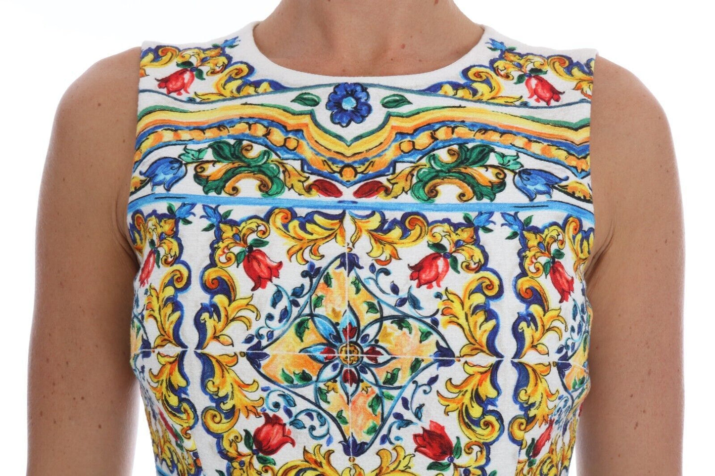 Dolce & Gabbana  Majolica Print Midi Sheath Dress