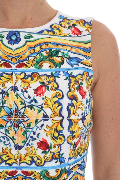 Dolce & Gabbana  Majolica Print Midi Sheath Dress