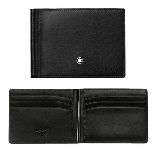 Cardholder Wallet by Montblanc for men in leather black presents a refined silhouette, artfully capturing the essence of the Meisterstuck Leather Cardholder Wallet design with sophisticated card-organization compact-design for a refined look.