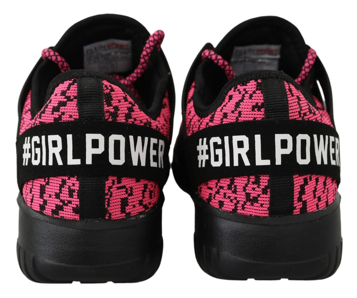 Plein Sport Women's Athletic Polyester & Rubber Sneakers - Black Pink