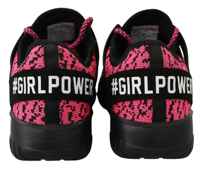 Plein Sport Women's Athletic Polyester & Rubber Sneakers - Black Pink