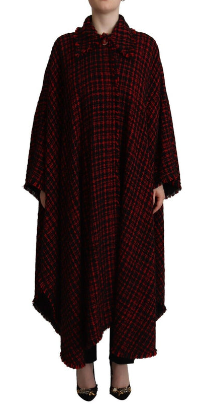 Dolce & Gabbana Women's Elegant Red & Black Long Sleeve Overcoat Jacket