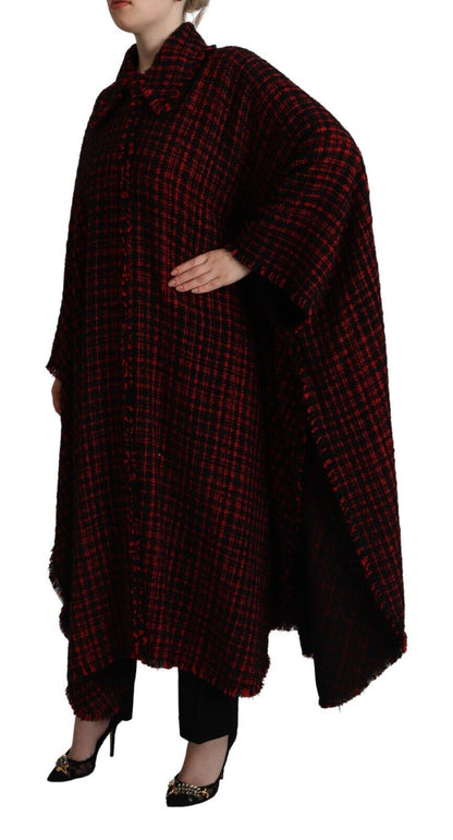 Dolce & Gabbana Women's Elegant Red & Black Long Sleeve Overcoat Jacket