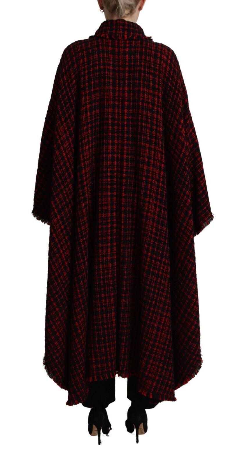 Dolce & Gabbana Women's Elegant Red & Black Long Sleeve Overcoat Jacket