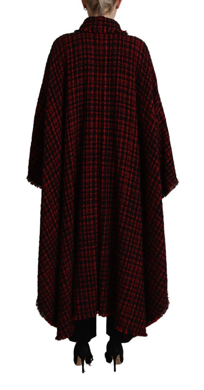 Dolce & Gabbana Women's Elegant Red & Black Long Sleeve Overcoat Jacket