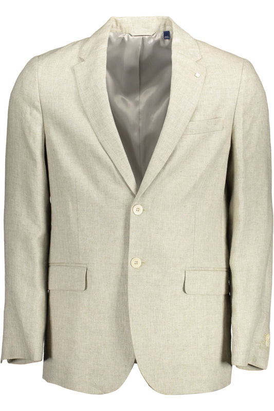Gant Men's Beige Linen Smart Casual Blazer Jacket