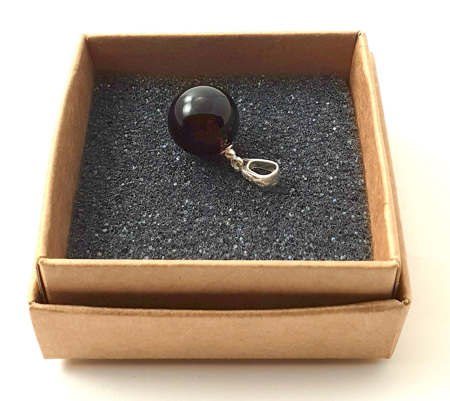 Baltic Amber Cherry Ball Pendant With Silver-1