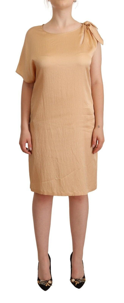 Boutique Moschino Beige One Sleeve Knee Length Shift Dress