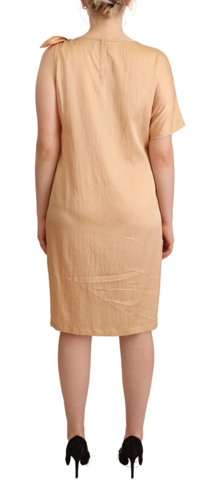 Boutique Moschino Beige One Sleeve Knee Length Shift Dress