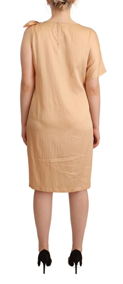 Boutique Moschino Beige One Sleeve Knee Length Shift Dress