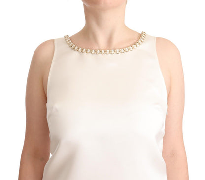Elisabeth Franchi White Polyester Sleeveless Mini Shift Dress