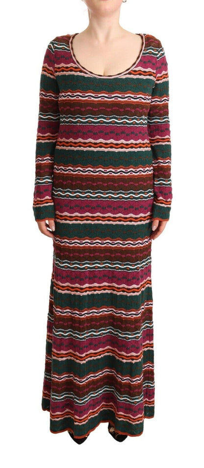 Missoni Multicolour Stripe Wool Knitted Maxi Sheath Dress