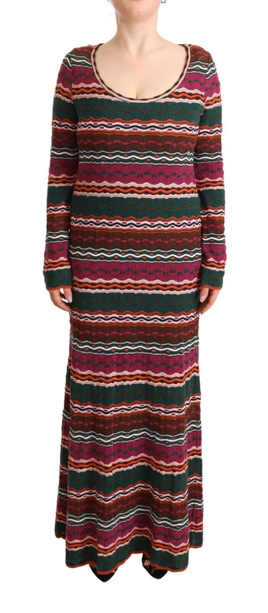 Missoni Multicolour Stripe Wool Knitted Maxi Sheath Dress