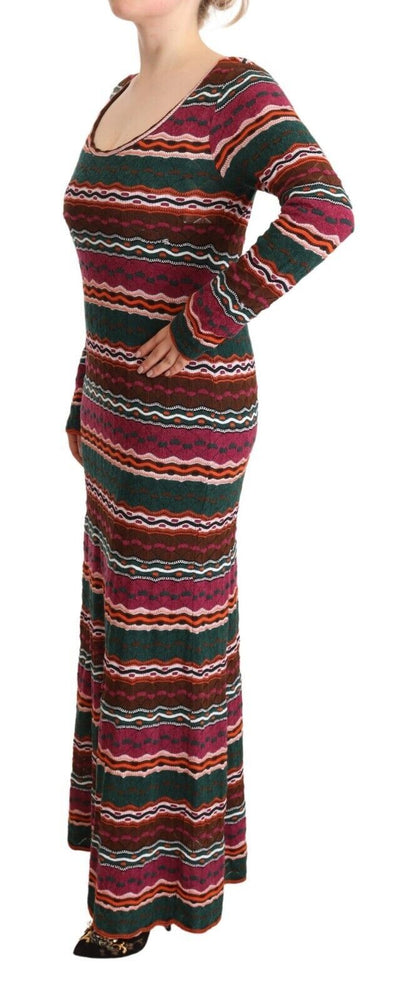 Missoni Multicolour Stripe Wool Knitted Maxi Sheath Dress