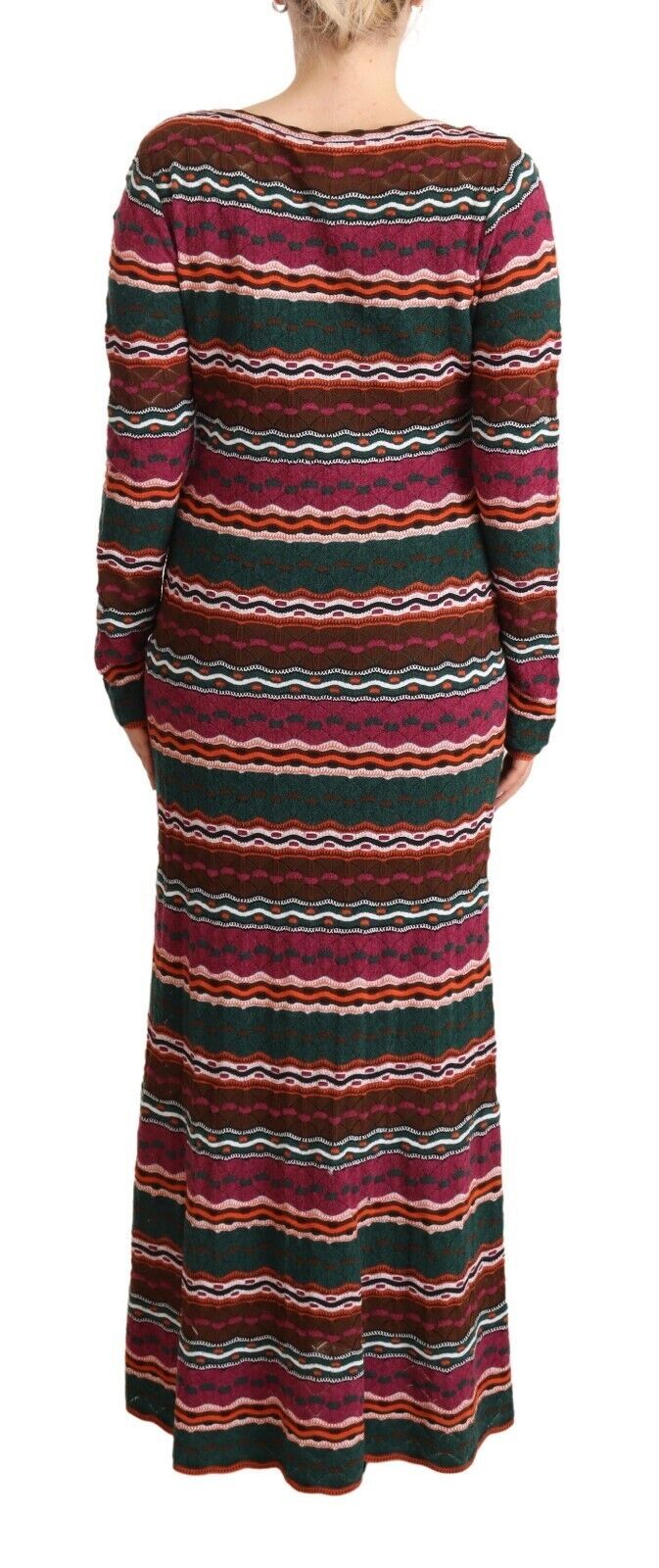 Missoni Multicolour Stripe Wool Knitted Maxi Sheath Dress