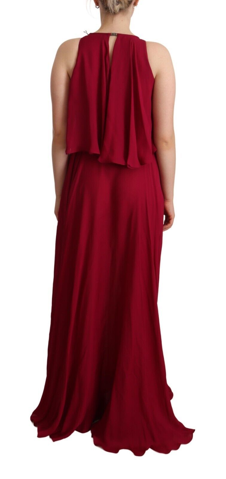 Plein Sud Orchid Silk Sleeveless Long Maxi Ruffle Shift Dress