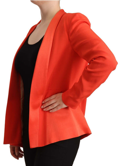 CO|TE Women's Orange Long Sleeves Acetate Blazer Pocket Overcoat Jacket