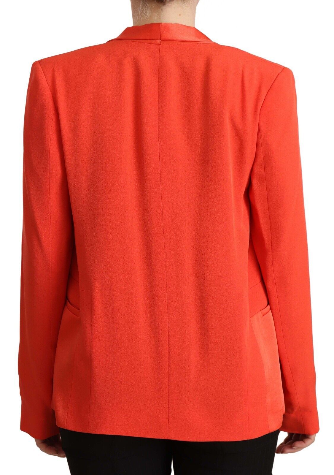 CO|TE Women's Orange Long Sleeves Acetate Blazer Pocket Overcoat Jacket