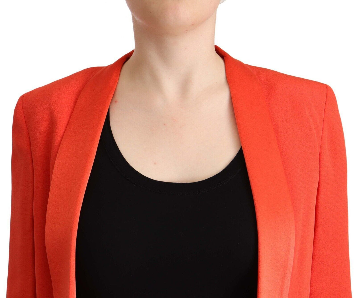 CO|TE Women's Orange Long Sleeves Acetate Blazer Pocket Overcoat Jacket