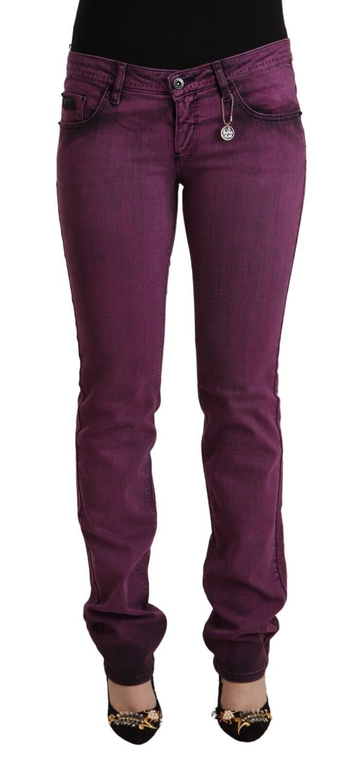Costume National Ladies' Purple Cotton Stretch Slim Fit Denim Jeans