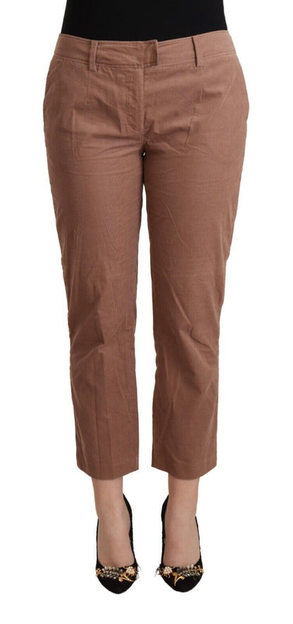 Costume National Ladies' Brown Cotton Tapered Cropped Pants