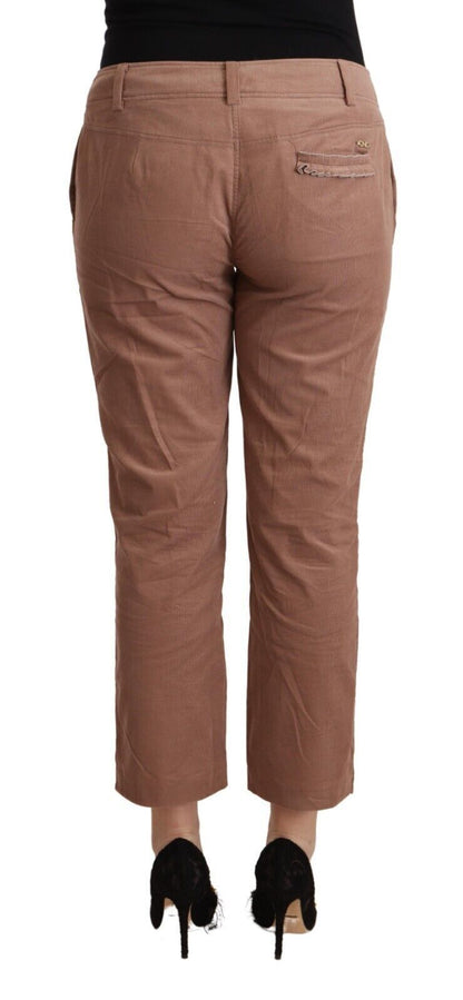 Costume National Ladies' Brown Cotton Tapered Cropped Pants