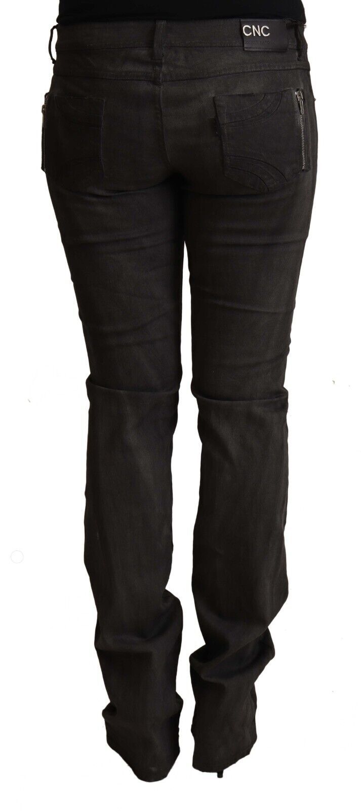 Costume National Ladies' Black Cotton Mid Waist Skinny Pants
